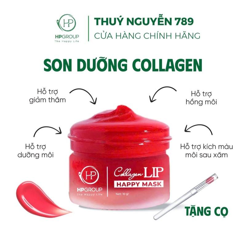 [ Tặng Cọ Lấy Son]  Ủ Môi Collagen Lip Happy Mask 10g HP GROUP - Hỗ Trợ Mờ Thâm, Mềm Môi, Mướt Môi ,Căng Mộng Môi . Son dưỡng Colagen lựu đỏ màu đỏ cam hỗ trợ lên đều màu sau phun xăm,hỗ trợ phục hồi môi