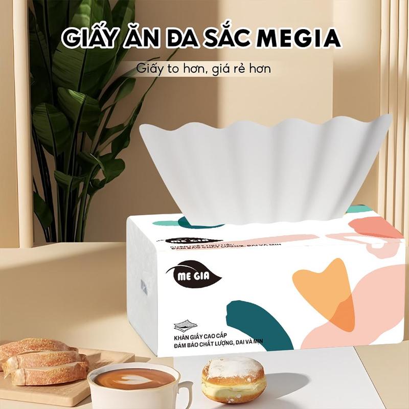 Product Introduction of Giấy Khăn Giấy MEGIA, 1 Hộp Gồm 1 GÓI, Làm Bằng Bột Gỗ Tự Nhiên, 4 Lớp Giấy Mềm, Dày, Chắc Chắn, Giấy Vệ Sinh 3 Màu 2