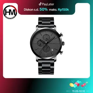 HANNAH MARTIN Jam Tangan Pria 100% Terbaru estetik aesthetic couple Original Tahan air COWOK Kronograf Quartz Analog Laki 109G hadiah watches