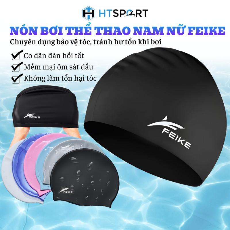 Mũ Bơi Feike Mới, Nón Bơi Nam Nữ Chất Liệu Silicon Cao Cấp Sport