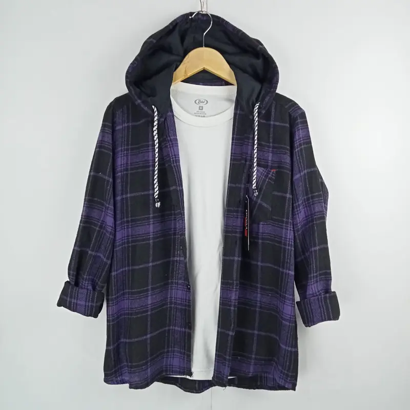 KEMEJA FLANEL HOODIE LENGAN PANJANG BERTUDUNG PRIA DAN WANITA KWALITAS DISTRO Keren Nyaman 1
