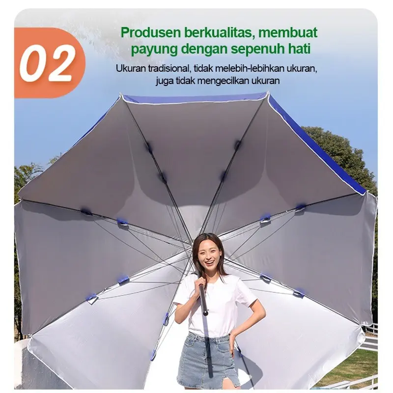 Tenda Payung Event Pantai Cafe 240 cm Dua Lapis Dobel Jari Jumbo Anti UV Anti Angin 3