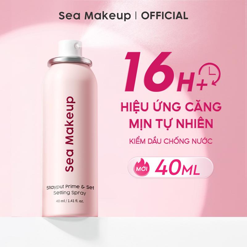 Xịt khoá nền Sea Makeup Hỗ trợ cố định lớp trang điểm dưỡng ẩm lâu trôi và hiệu quả lì mịn 40ml