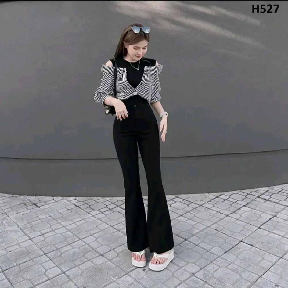 Mã 39 QUẦN LOE 1 CÚC cho nàng m53_m7 . Chất vải  mềm co giãn đàn hồi tốt . Ống Loe Nữ Women Pants