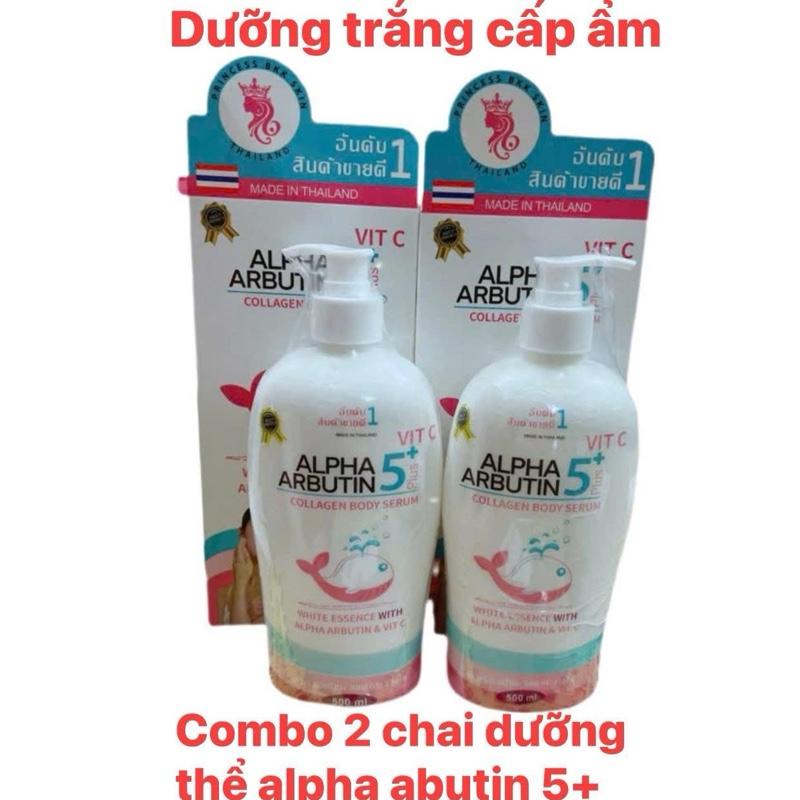 Combo 2 Chai Dưỡng Thể Alpha Abutin 5Plus+Vit C collagen Skincare Body Lotion-Làm Đẹp Da