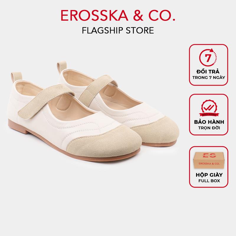 Erosska - Giày búp bê nữ mũi tròn kiểu ballet core cao 2cm,có hộp giày,fullbox - EL096