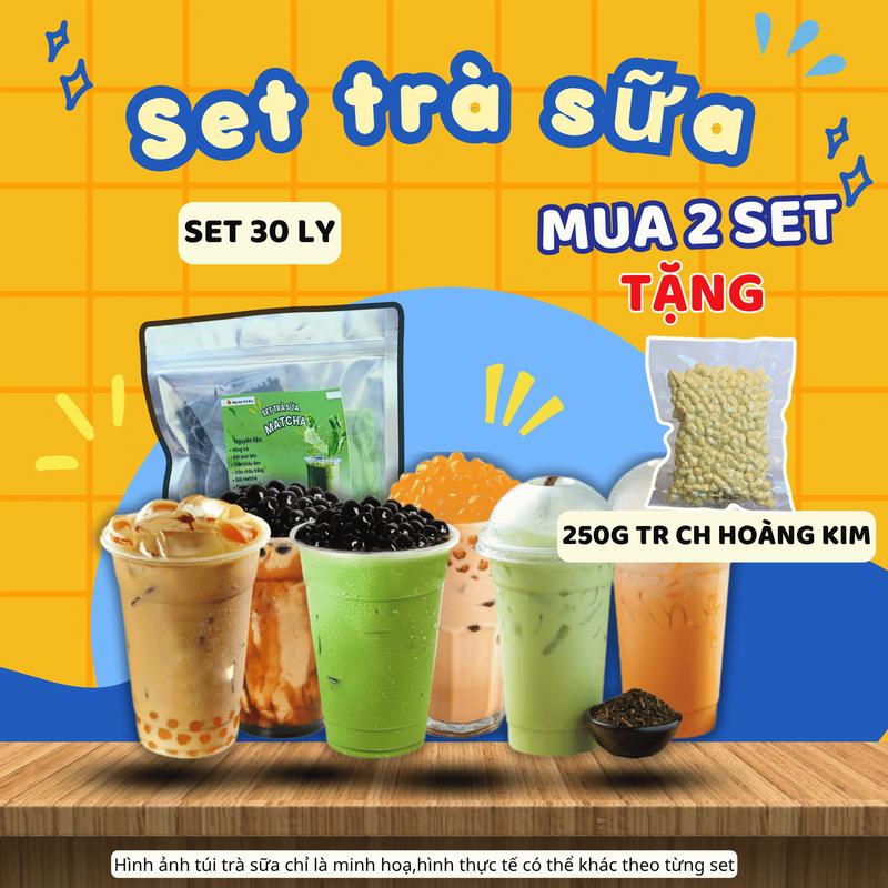 SET TRÀ SỮA 30-35 ly Hoàng Kim,Trân Châu Đường Đen,