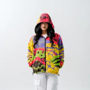 DYH Jaket Vintage 80s - 90s Style Hoodie Complexity Full Printing Unisex Bahan Polyester Parasut Sublimation Printing 2 Saku Depan