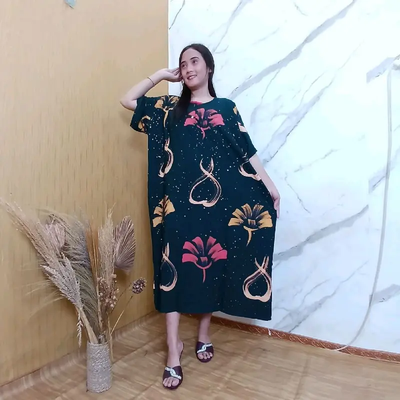 Daster Jumbo LOVE LOVE Ld 140cm Rayon Premium  Daster Kekinian Nyaman Wanita Dress Kancing Ibu Hamil Busui 2