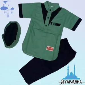 Baju Koko Anak Laki-Laki Usia 1-12 Tahun Muslim Setelan