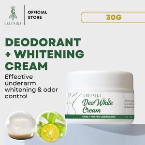 [ UNDERARM WHITENING DEODORANT CREAM ] Greenika Deo White Cream for Whiter Armpits Underarms Dark Spot Remover Anti-sweat Anti-odor Anti-hair growth Underarm Whitening Wax Cream w/ Aloe Vera Minerals Smoother Whiter Underarms Cream