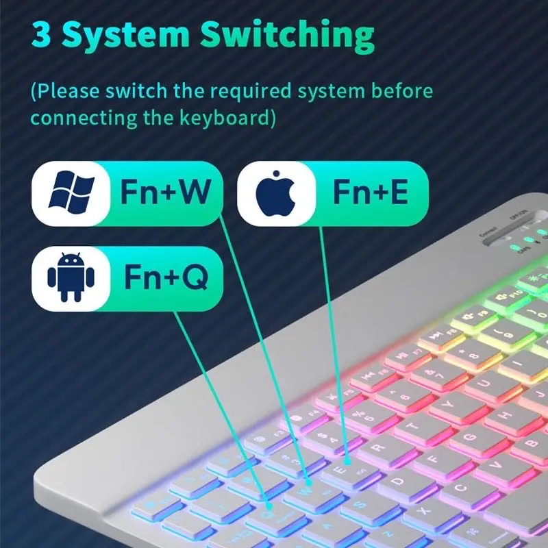 CID 10inch Backlit Backlight Keyboard Wireless Keyboard And Mouse SET LED Colorful Bluetooth Keyboard Computer 2