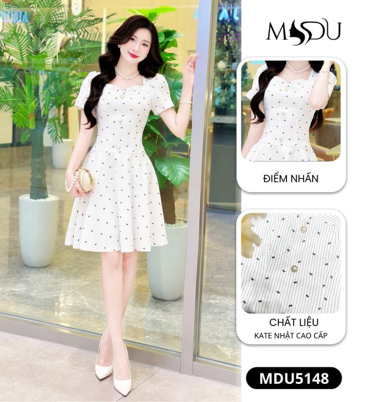   MIỄN SHIP  MDU5148 Váy Kate Nhật Cao Cấp - Dáng Xòe Kết Hợp Cổ Tim Duyên Dáng Dành Cho Nữ 