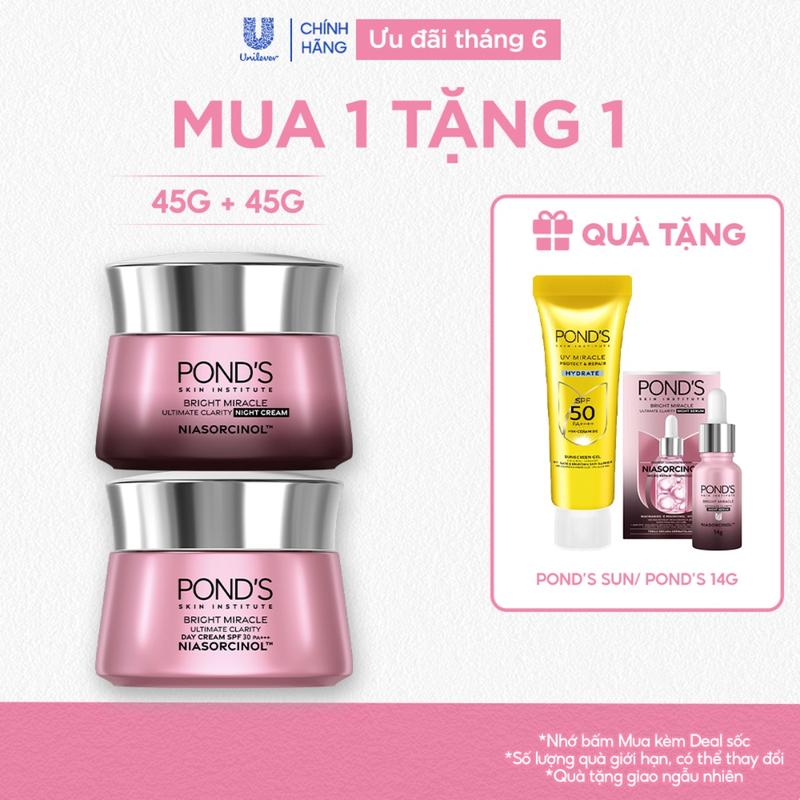 Bộ 2 Kem dưỡng sáng da đa tầng ngày & đêm Pond's Bright Miracle mờ thâm sạm với…