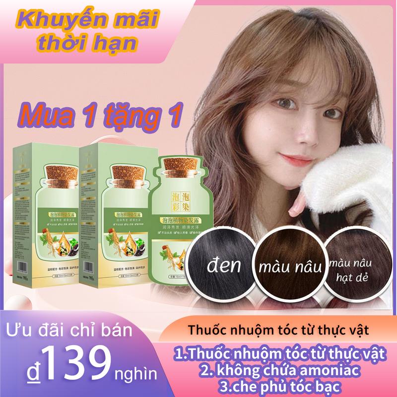 【Mua 1 tặng 1  DẦU GỘI PHỦ BẠC THẢO DƯỢC ,10 GÓI 30ML NHUỘM TÓC TẠI NHÀ, LÊN MÀU CHUẨN SALON, KHÔNG DÍNH DA, THÀNH PHẦN THẢO DƯỢC, DẦU GỘI PHỦ BẠC CHO NAM NỮ Đổi Màu Tóc phấn thuốc