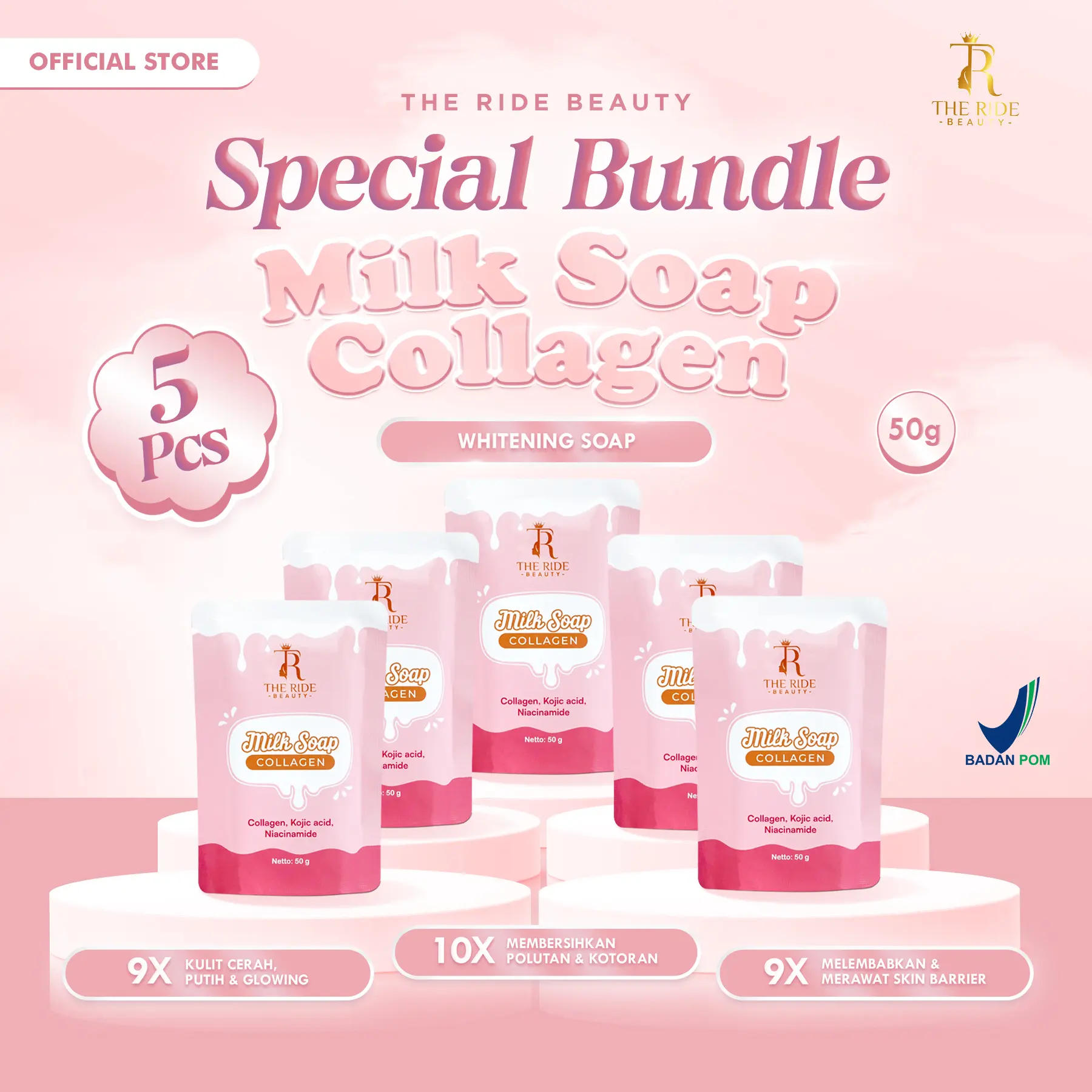 ( Best Seller ) Milk Soap Collagen The El Beauty By The Ride Tubuh Mandi isi 5 pcs