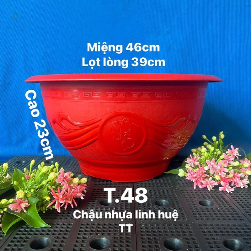   5 Cái  Chậu nhựa trồng cây T48 màu đỏ gạch dày dặn 39x23cm 