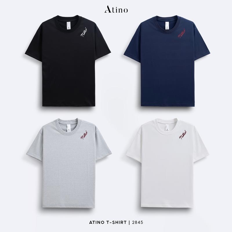 Combo 2 Áo Phông Nam Cổ Tròn Thêu Chữ ATINO L.4.2845 Form Regular
