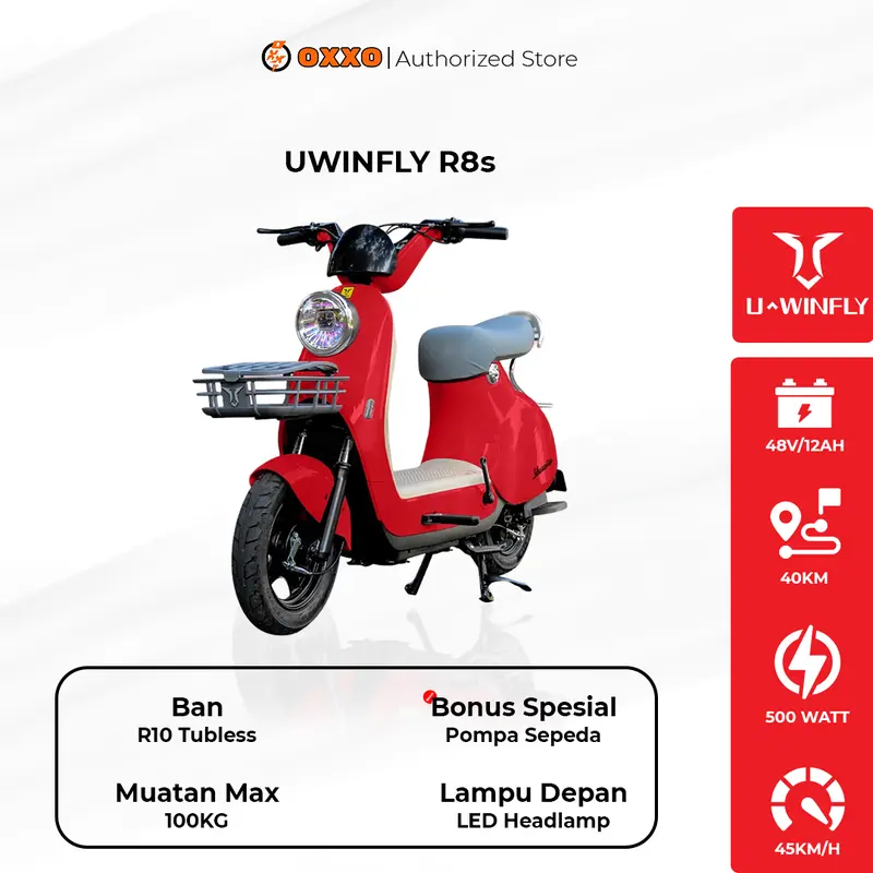 Sepeda Listrik U-Winfly R8s 500W 48V/12AH - Garansi Resmi - Kecepatan Max 40km/h - Smart Key System NFC - Cakram 0