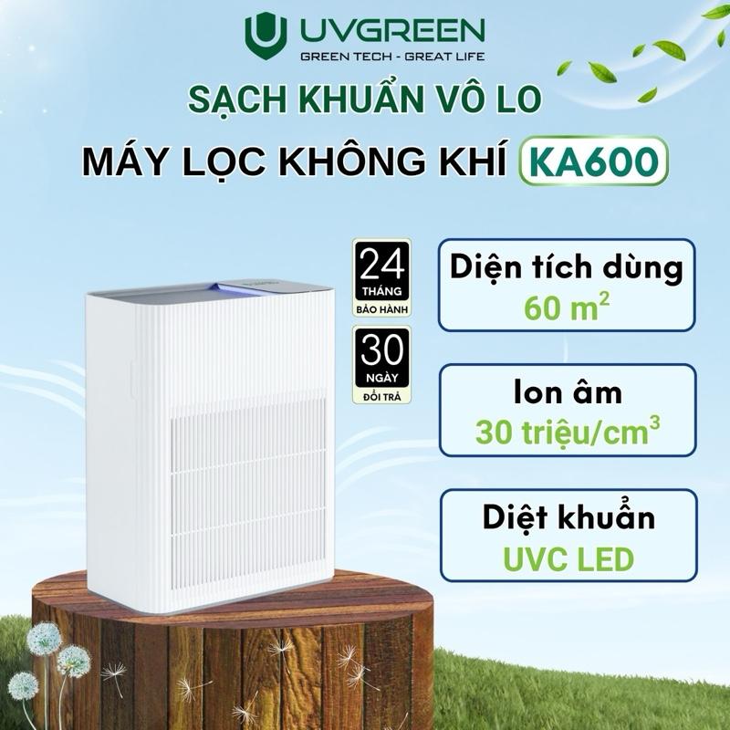 Máy Lọc Không Khí Diệt Khuẩn UVGREEN KA600 60m2 - UVC LED Hiện Đại - Ion Âm Làm Sạch Không Khí Phòng Ngủ Cho Bé, Bộ Lọc HEPA H13 Chống Vi Khuẩn