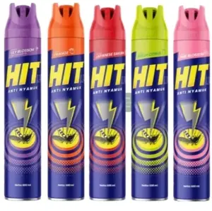 Hit Semprot Anti Nyamuk 600 ml - Obat Nyamuk & Serangga Lainnya - Cocok Sebelum Tidur - Mudah Terbakar - Ideal untuk Semua Ruangan