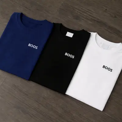 KIT 3 Camisetas Masculinas Estampadas "BOOS" Algodão Premium Fio 30.1 Casual e Confortáveis