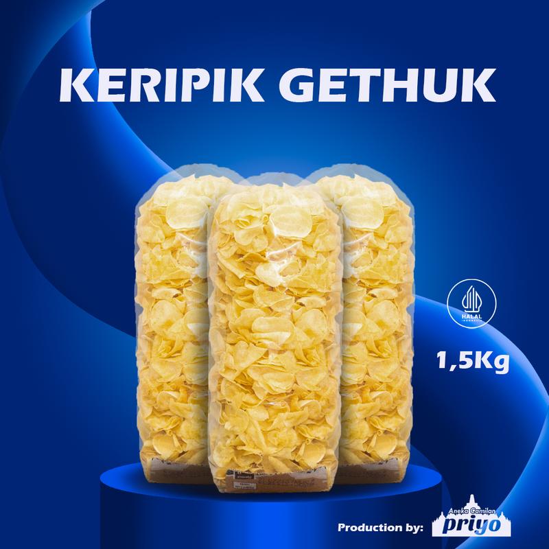 Priyo Keripik Gethuk Original 250-1000 gram Makanan Camilan Cemilan Snack Crispy Pedas Chips Pisang 4