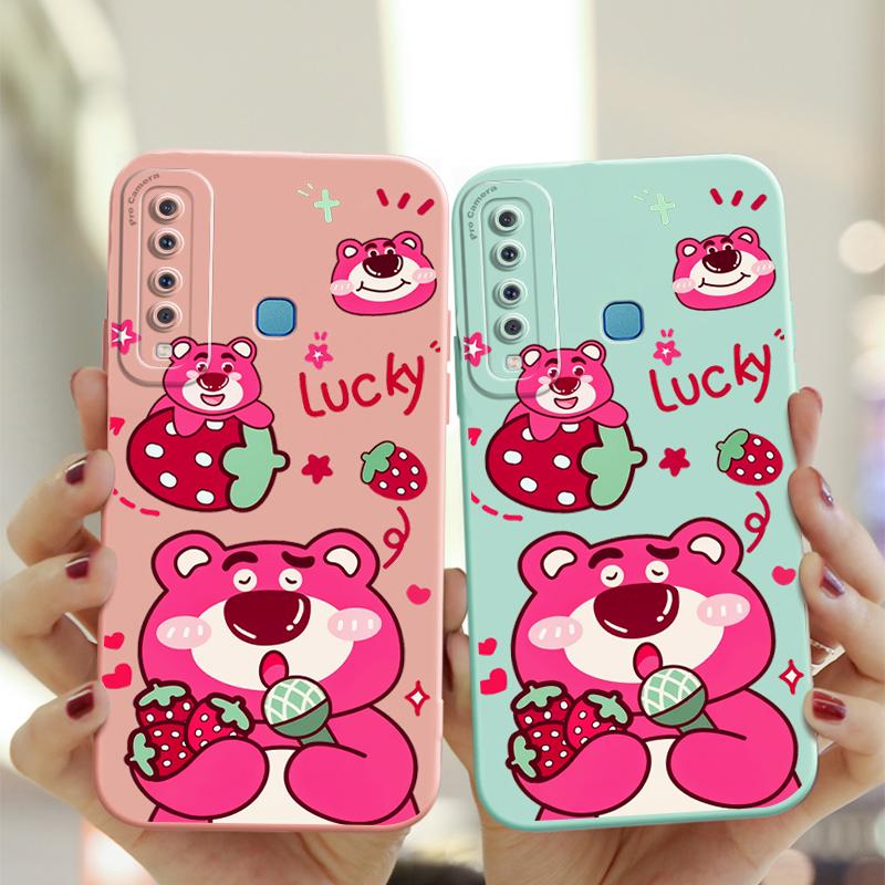 Vỏ gấu dâu tây may mắn cho SAMSUNG GALAXY A9 2018 A920, thiết kế mới, vỏ khuyến nghị chống sốc, chất lỏng silicon mềm TPU, nắp lưng chống sốc Ốp Điện Thoại