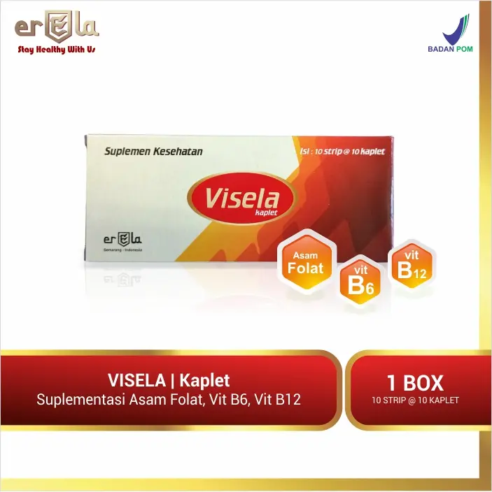 [COD] VISELA Box Suplementasi Vitamin & Asam Folat Ibu Hamil - 1 Box 100 Tablet