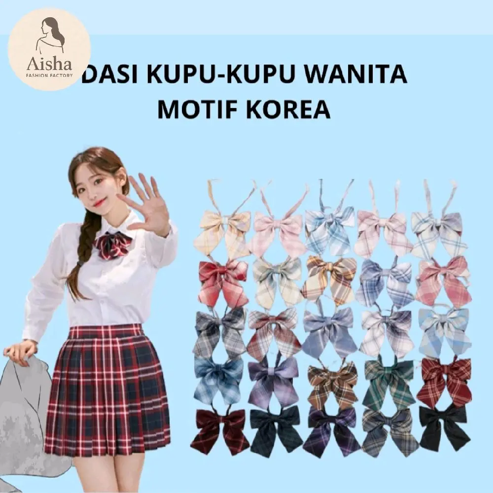 Dasi Kupu - kupu Korea Wanita Motif Kotak
