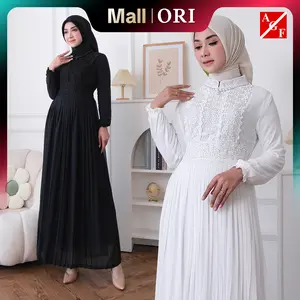 Agnes Hijab - Agacia Dress Gamis Putih Lebaran 2026 Terbaru Baju Muslim Elegan Wanita Dewasa Remaja Pengajian Manasik Haji Umroh 823