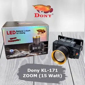 Senter Kepala Dony KL-171 Zoom Mekanik (15 Watt) / Dony Senter Kepala KL171 ZOOM Cahaya Fokus dan Melebar [Cahaya Putih/Kuning]