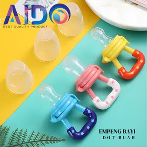 AIDO Empeng Buah Anak Kuning Merah Food Grade Silikon BPA Gratis Ukuran M & L Aman untuk Bayi 6-9 Bulan dan 9+ Bulan Desinfeksi Mudah