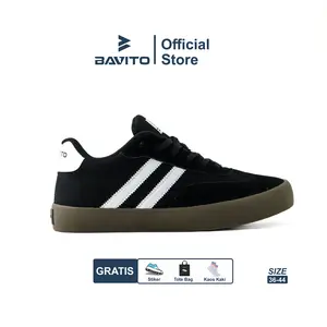 Bavito 36-44 Classic Low Hitam Putih - Sepatu Sneakers Casual Pria Wanita