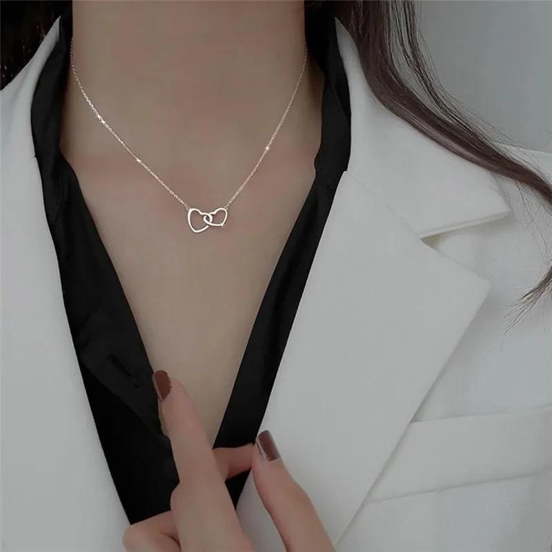 Kalung Liontin Wanita Titanium Double Ring Heart - Model Terbaru harian hati love infinity Kalung Liontin Wanita Titanium Double Ring Heart - Model Terbaru harian hati love infinity