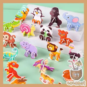 Mainan Edukasi Anak Puzzle 3D DIY Motif Hewan Serangga Dinosaurus Kendaraan