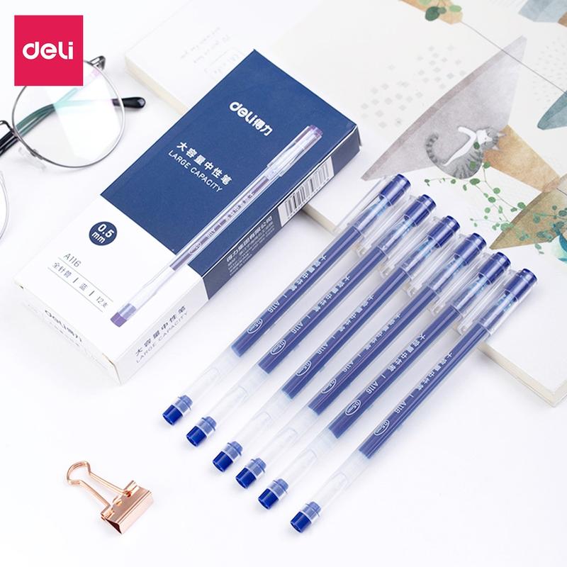  Combo 05 Chiếc Bút gel mực nước văn phòng 0.5mm Deli A116 Đặc Ruột nhiều mực chất lượng cao 