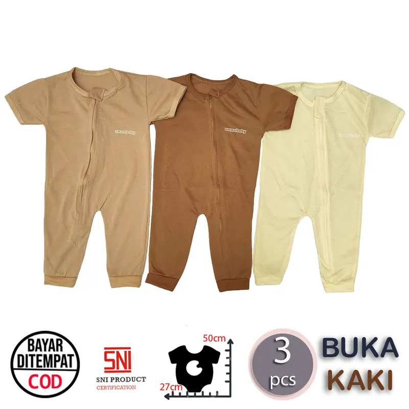 ummababyshop 3 pcs Sleepsuit Bayi Baru Lahir Buka Kaki Romper Bayi Jumper Bayi Pendek Panjang Baju Bayi Perempuan Laki Laki Set Newborn Perlengkapan Bayi Jumpsuit Baju Tidur Bayi 0 6 Bulan umma baby ummababy Polos 1
