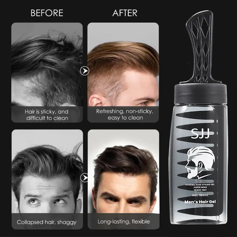 SJJ Minyak Rambut Pria Hair Styling Gel Hair Spray Gel Rambut Sisir Penata Tahan Lama Tidak Lengket Garansi Asli Quick Dry Water Base 180ml 2