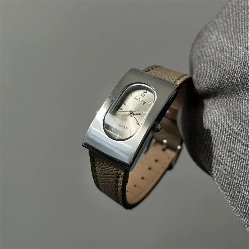 [FREE GELANG] POMER Jam Tangan Wanita Casual High-End  Leather Belt Retro Square Luxury Mewah Jam Korea Aesthetic 7