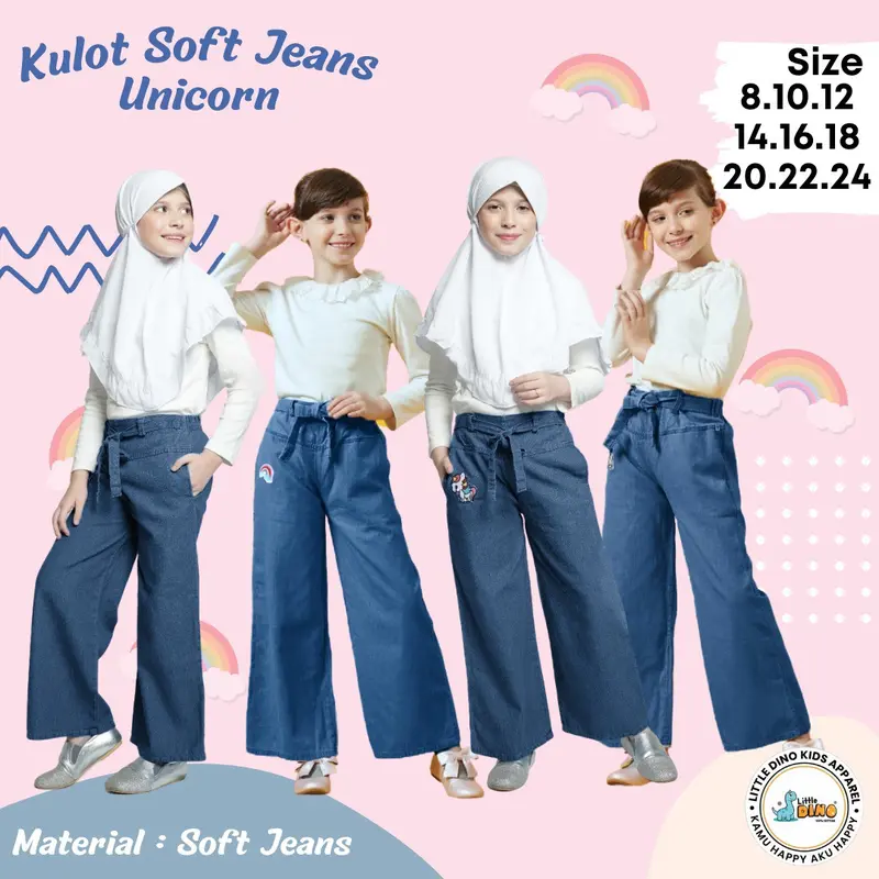 Celana Kulot Anak Unicorn Littledino Softjeans Celana Jeans Anak Kulot Jeans 1