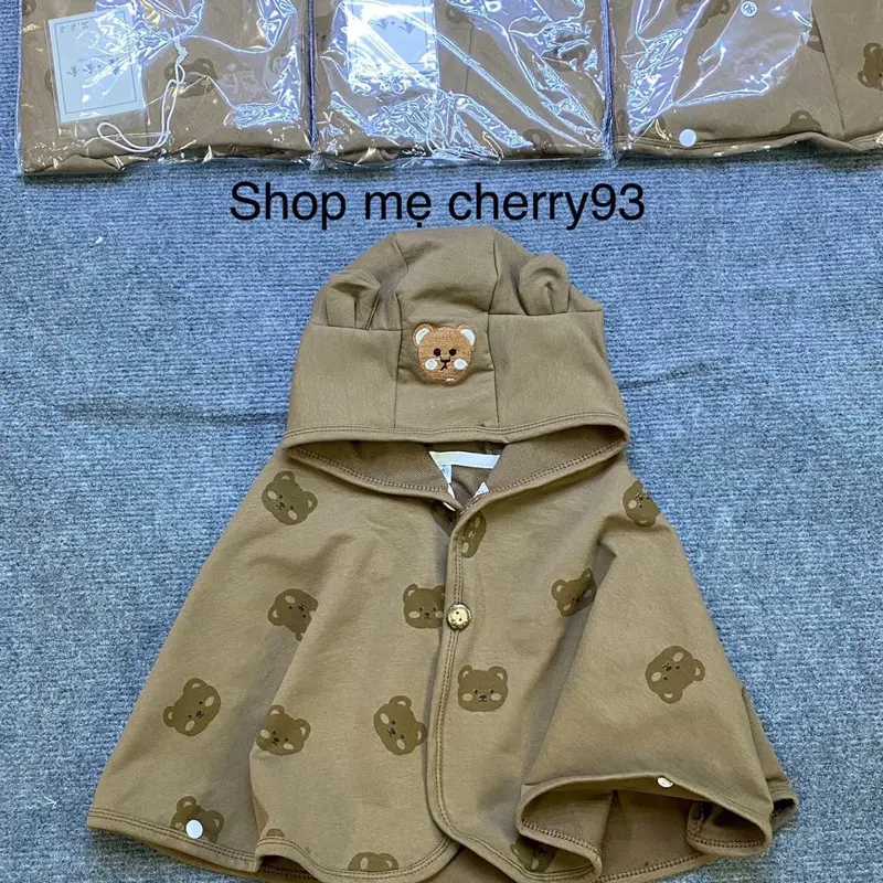 Áo choàng đi nắng-đi tiêm hình gấu cho bé hàng siêu hót quảng châu tay có cúc bấm 4