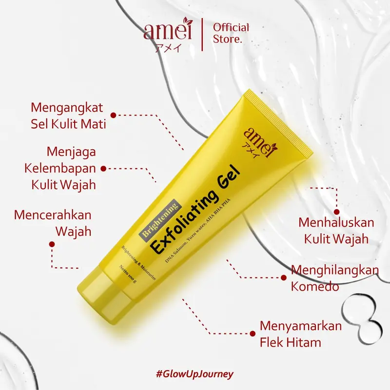 Amei Exfoliating Gel Dna Salmon Pemutih Wajah Mengangkat Sel Kulit Mati Penghilang Daki Bisa Digunakan Wanita & Pria BPOM Mencerahkan 4