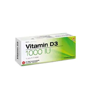 (Paket 2 strip) Vitamin D3 1000 IU Suplemen Kesehatan 100 Tablet Box Meningkatkan Kesehatan Tulang & Mendukung Fungsi Kekebalan Tubuh