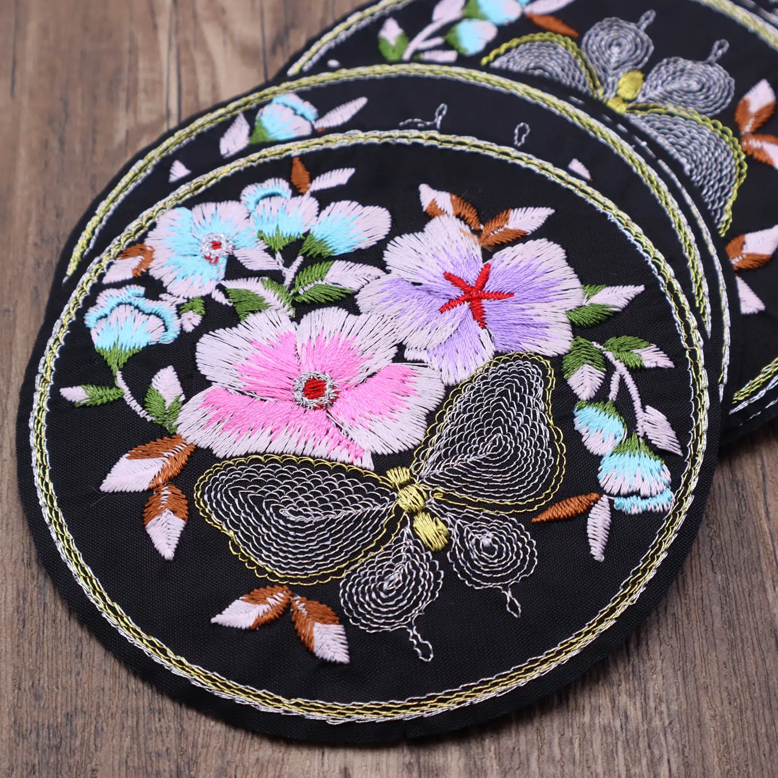 2Pcs Appliques Embroidery Circular Garments Accessories for Crafts Patchwork