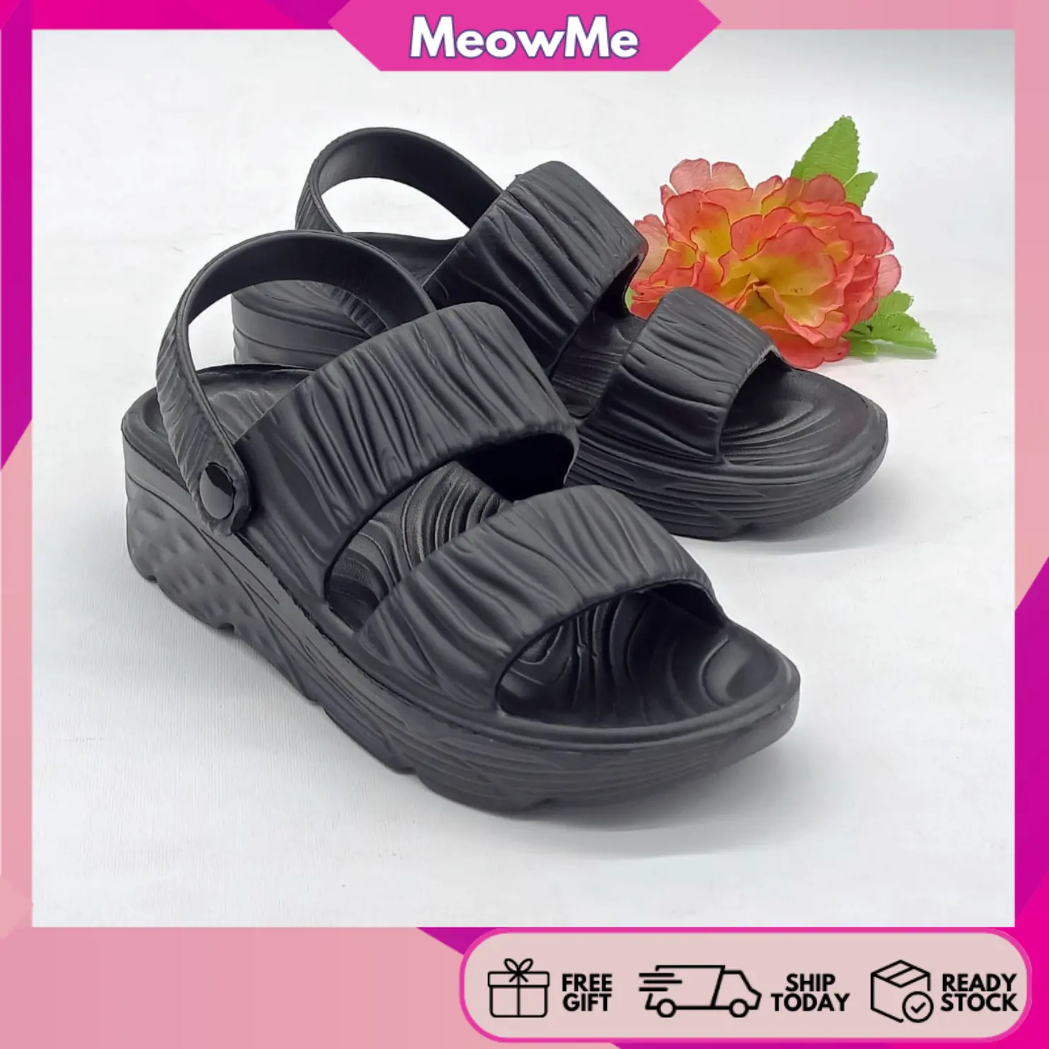 READY STOCK Meowme Women Sandal Kasut Wanita Comfort Casual Selipar Anti slip M145