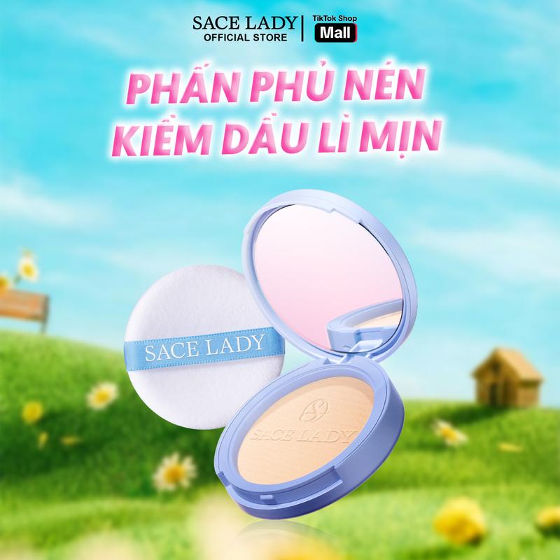   LIVE  Phấn phủ lì SACE LADY kiềm dầu lâu trôi hoàn hảo trang điểm mặt kèm gương 
