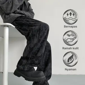 Celana panjang pria dewasa yang terbaru Loosefit Baggy corduroy pants Hip hop celana Celana kaki lebar Big size pants Corduroy baggy Relax pants men Celana panjang batik stm