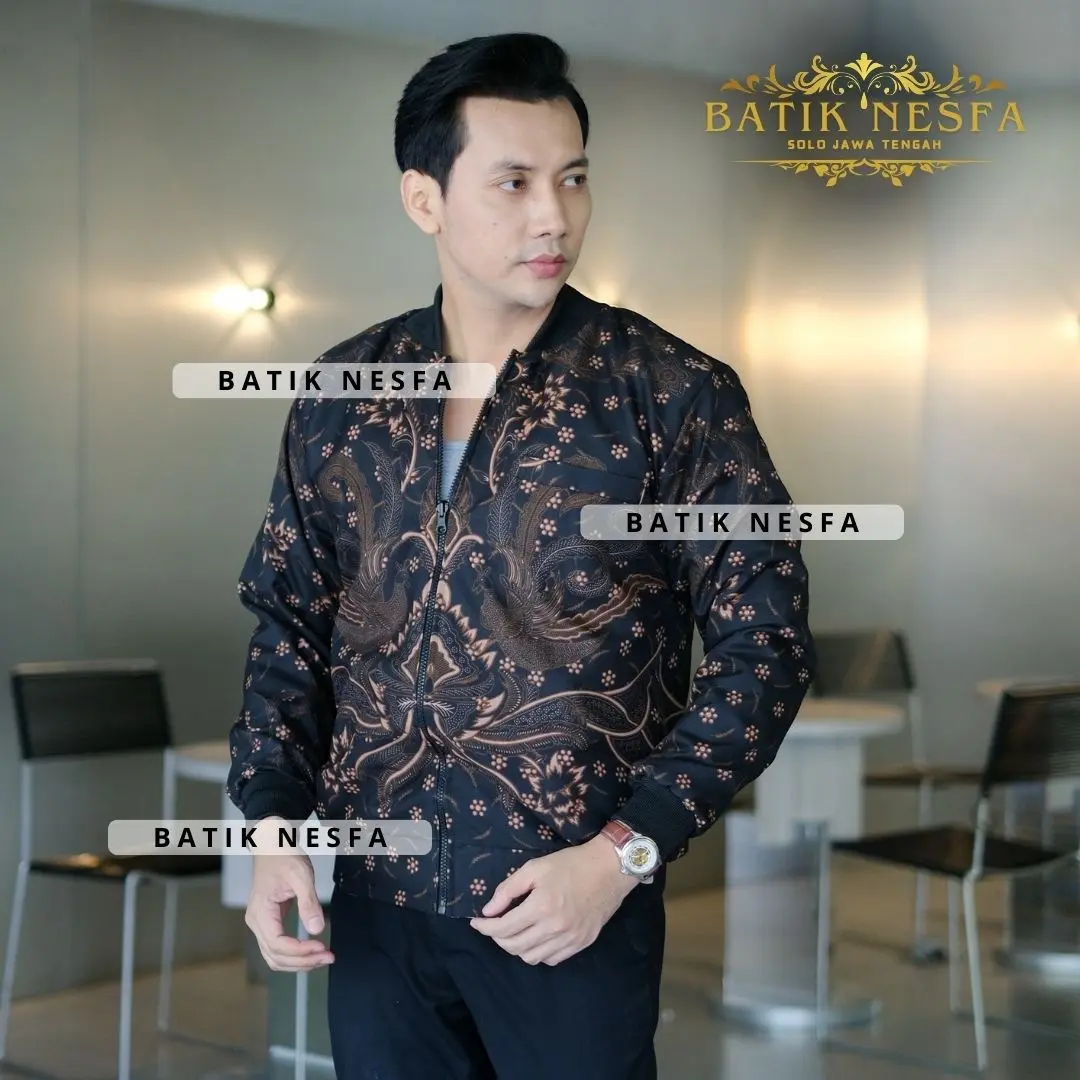 Jaket  batik bomber pria sultan Keren murah berkualitas  Hitam