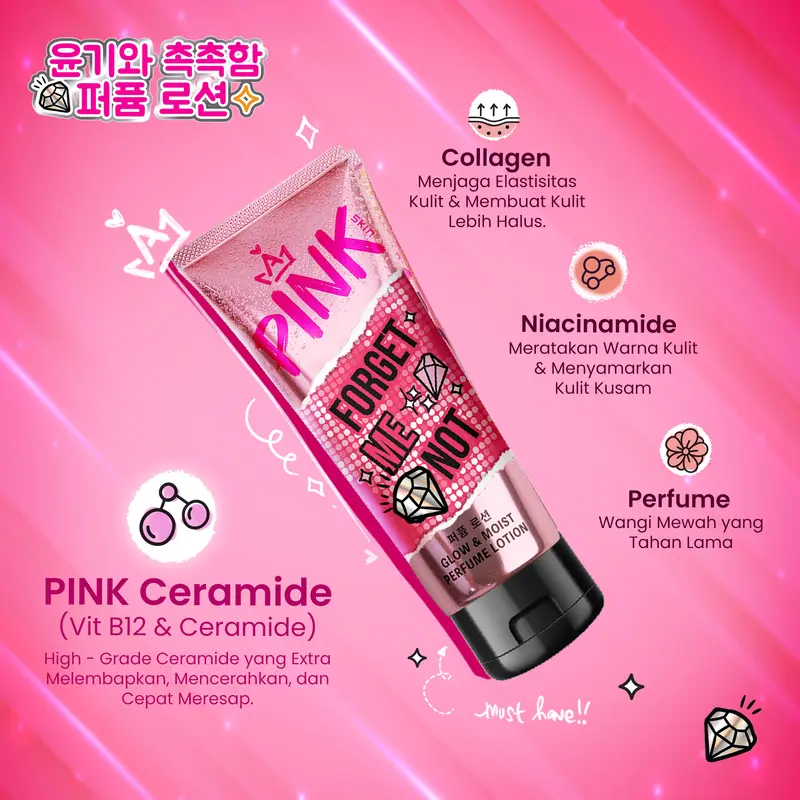Mix Pink Skin Perfume Lotion Forget Me Not & Shinning Star 180ml isi 2 pcs 2